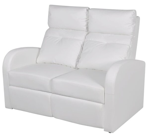 Rozkładane fotele kinowe dla 2 osób, eko-skóra, białe