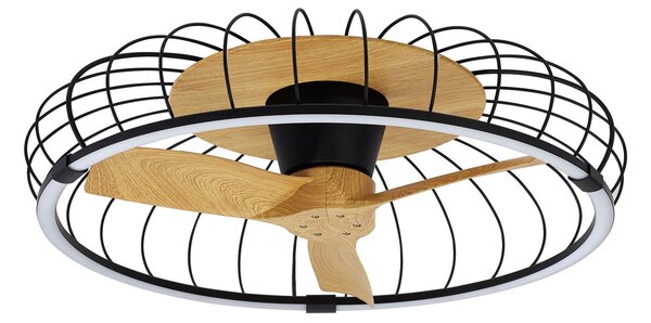 Wentylator sufitowy LED Nature, aplikacja CCT, czarny/buk – Mantra Mantra Iluminación, Nature, ściemnialny, czarny, salon, tworzywo sztuczne
