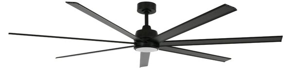 Wentylator sufitowy Atlanta z oświetleniem, czarny, zasilany prądem stałym, Beacon Lighting, Atlanta, ściemnialny, czarny, salon, aluminium, nowoczesny