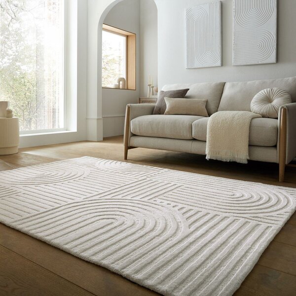 Wełniany dywan tkany ręcznie w kolorze kości słoniowej 160x230 cm Zen Garden – Flair Rugs