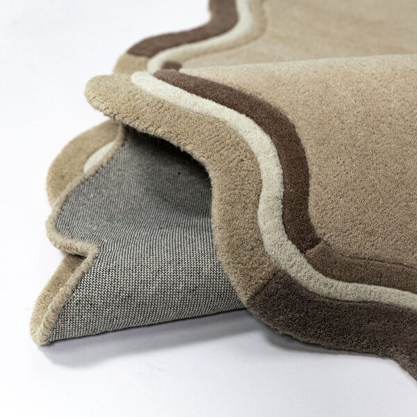 Wełniany dywan tkany ręcznie w naturalnym kolorze 200x290 cm Leo Scallop – Flair Rugs