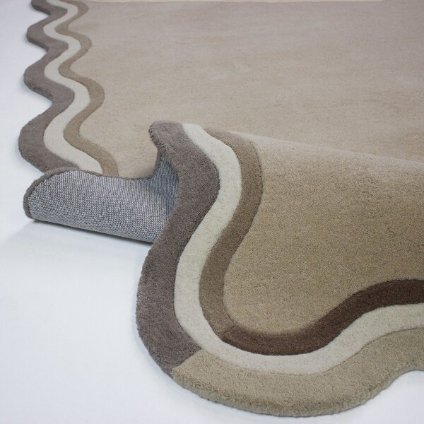 Wełniany dywan tkany ręcznie w naturalnym kolorze 200x290 cm Leo Scallop – Flair Rugs