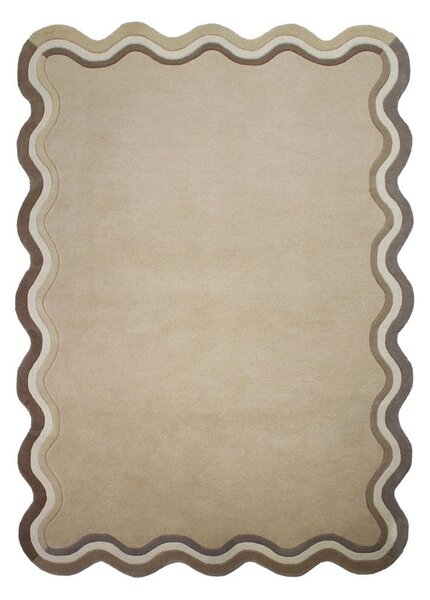 Wełniany dywan tkany ręcznie w naturalnym kolorze 200x290 cm Leo Scallop – Flair Rugs