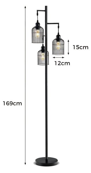 Nowoczesna lampa podłogowa z 3 kloszami
