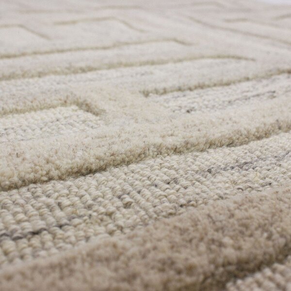 Szarobeżowy wełniany chodnik tkany ręcznie 80x300 cm Elva – Flair Rugs