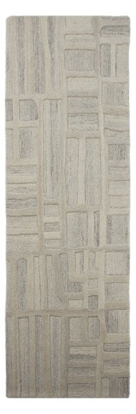 Szarobeżowy wełniany chodnik tkany ręcznie 80x300 cm Elva – Flair Rugs
