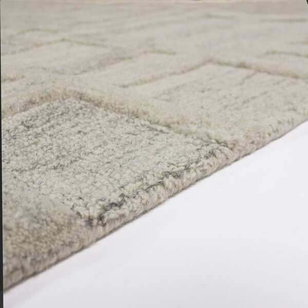 Szarobeżowy wełniany chodnik tkany ręcznie 80x300 cm Elva – Flair Rugs
