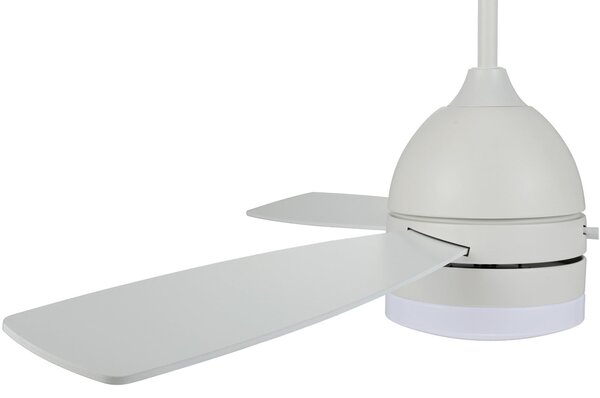 Cichy wentylator sufitowy LED Vector DC, 122 cm, CCT – Beacon Beacon Lighting, Vector, biały, salon, drewno, nowoczesny