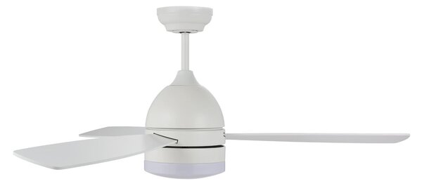 Cichy wentylator sufitowy LED Vector DC, 122 cm, CCT – Beacon Beacon Lighting, Vector, biały, salon, drewno, nowoczesny