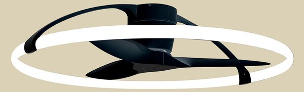 Nepal Smart – wentylator sufitowy LED, czarny, cichy, zasilany prądem stałym – Mantra Iluminación, Nepal, ściemnialny, czarny, salon, metal, nowoczesny