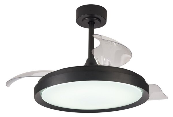 Wentylator sufitowy LED Mistral, czarny, DC, cichy, CCT – Mantra Mantra Iluminación, Mistral, ściemnialny, czarny, salon, tworzywo sztuczne, nowoczesny