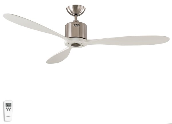 Wentylator sufitowy AEROPLAN ECO, chrom/biały, Ø 132 cm, cichy CasaFan, Aeroplan Eco, biały, salon, drewno, nowoczesny
