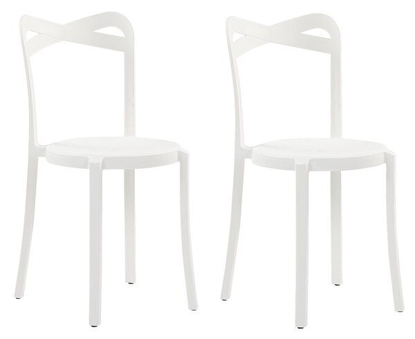 Minimalistyczny zestaw 2 krzeseł do ogrodu jadalniane plastik białe Camogli Beliani