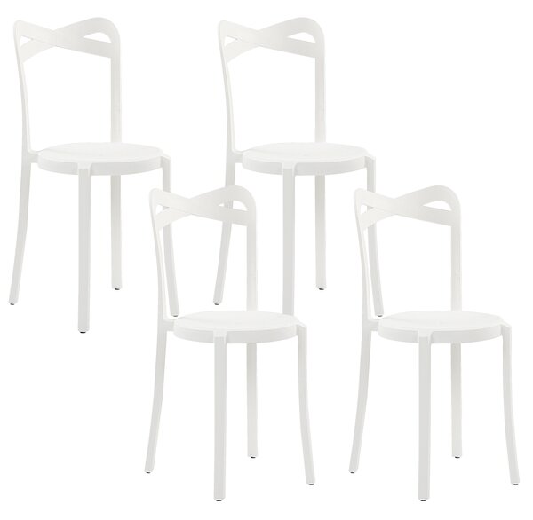 Minimalistyczny zestaw 4 krzeseł do ogrodu jadalniane plastik białe Camogli Beliani