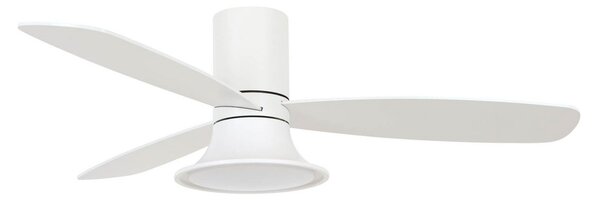 Wentylator sufitowy Flusso z oświetleniem, biały, Ø 132 cm, cichy – Beacon Beacon Lighting, Flusso, ściemnialny, biały, salon, drewno, nowoczesny