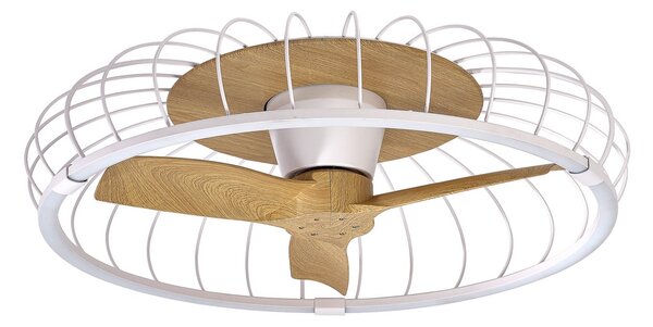 Wentylator sufitowy LED NATURE, aplikacja CCT, kolor biały/buk – Mantra Mantra Iluminación, Nature, ściemnialny, biały, salon, tworzywo sztuczne