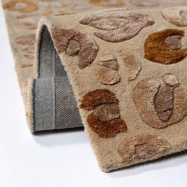 Dywan z mieszanki wełny tkany ręcznie w naturalnym kolorze 140x200 cm Leopard Frame – Flair Rugs