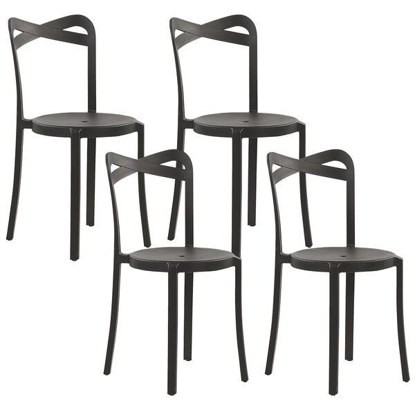 Minimalistyczny zestaw 4 krzeseł do ogrodu jadalniane plastik czarne Camogli Beliani