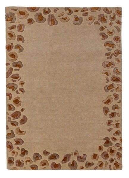 Dywan z mieszanki wełny tkany ręcznie w naturalnym kolorze 140x200 cm Leopard Frame – Flair Rugs