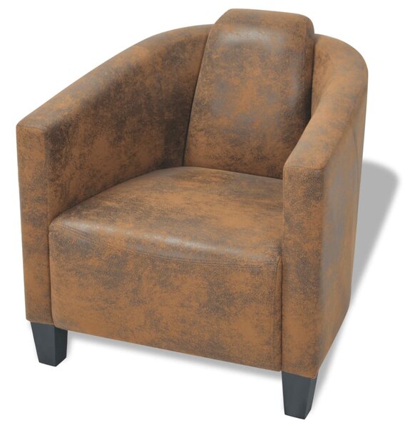Fotel, brązowy, tkanina