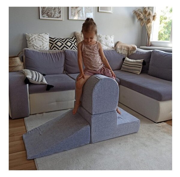 Beżowy aksamitny piankowy plac zabaw 3 szt. wysokość 30 cm 45x143 cm Montessori – Meowbaby
