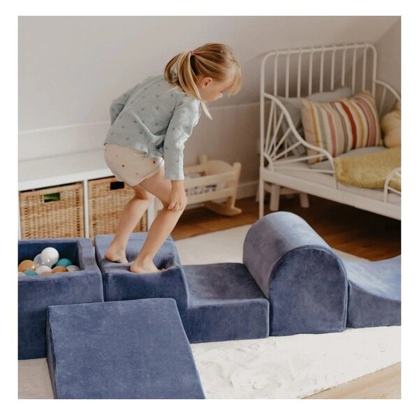 Beżowy aksamitny piankowy plac zabaw 3 szt. wysokość 30 cm 45x143 cm Montessori – Meowbaby