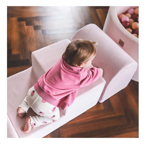 Beżowy aksamitny piankowy plac zabaw 3 szt. wysokość 30 cm 45x143 cm Montessori – Meowbaby
