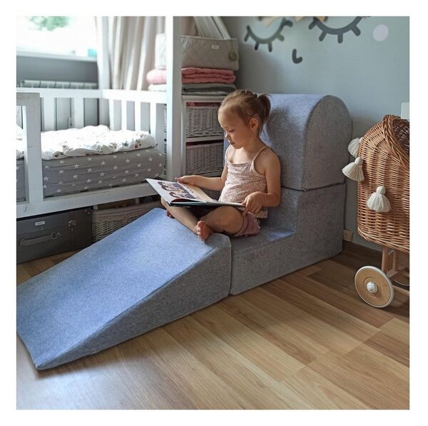 Beżowy aksamitny piankowy plac zabaw 3 szt. wysokość 30 cm 45x143 cm Montessori – Meowbaby