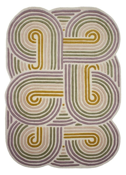 Zielony wełniany dywan tkany ręcznie 160x230 cm Spiral Shaped – Flair Rugs