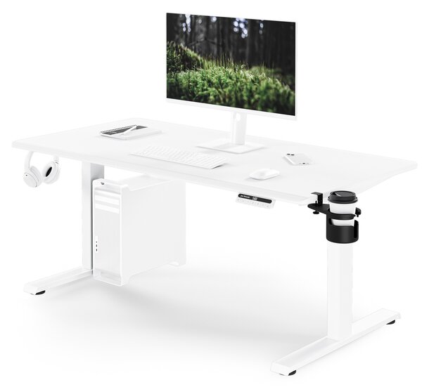 Biurko elektryczne z regulacją wysokości ergonomiczne białe,1400x700 mm: ARIA