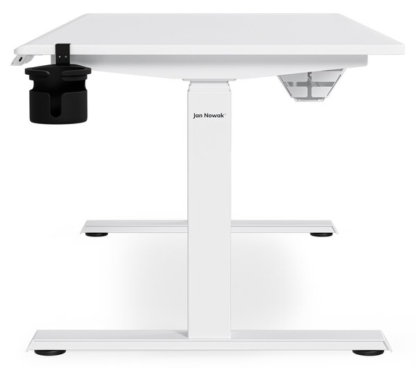 Biurko elektryczne z regulacją wysokości ergonomiczne białe,1400x700 mm: ARIA