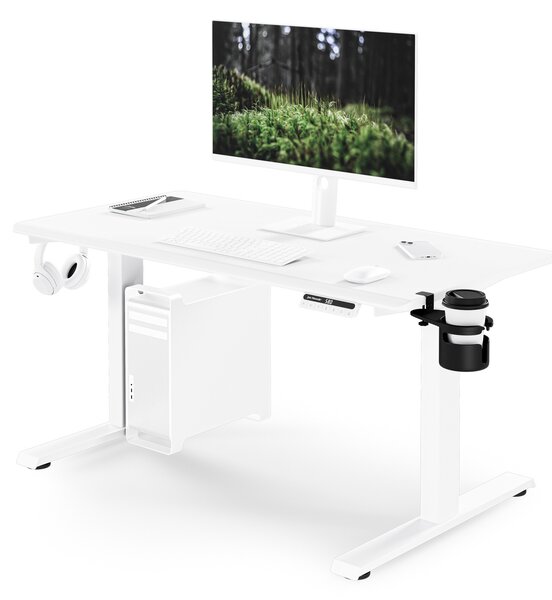 Biurko elektryczne z regulacją wysokości ergonomiczne białe,1200x600 mm: ARIA
