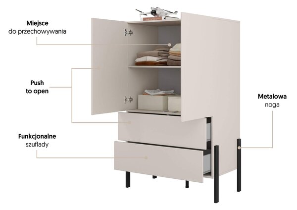 MebleMWM Bieliźniarka 2D2S JUKON S | Cashmere