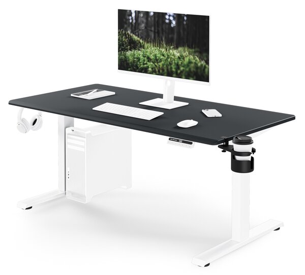 Biurko elektryczne z regulacją wysokości ergonomiczne biało-antracytowe,1400x700 mm: ARIA