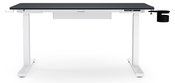 Biurko elektryczne z regulacją wysokości ergonomiczne biało-antracytowe,1200x600 mm: ARIA
