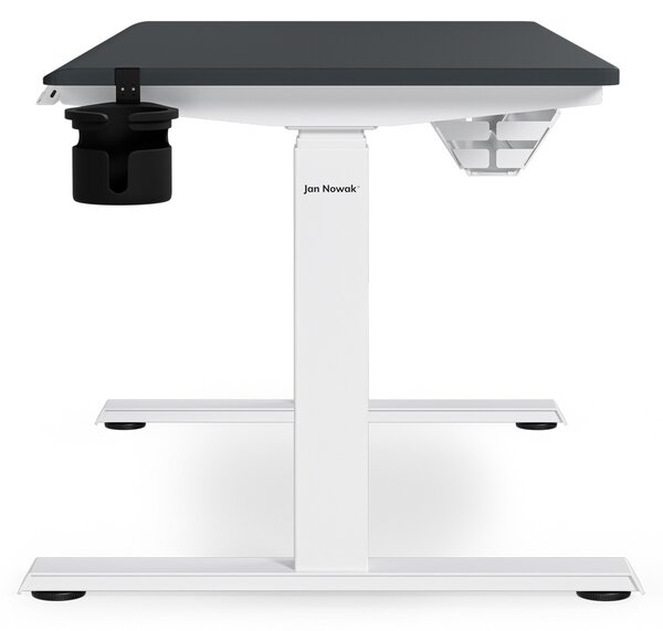Biurko elektryczne z regulacją wysokości ergonomiczne biało-antracytowe,1200x600 mm: ARIA