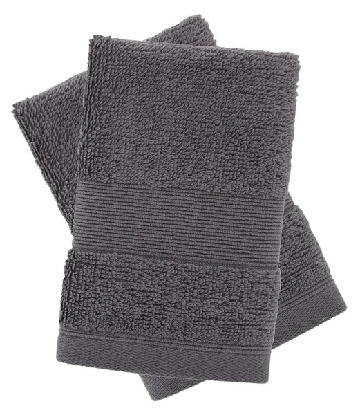 Ciemnoszare bawełniane ręczniki frotte zestaw 2 szt. 30x30 cm Anti-Bacterial – Catherine Lansfield