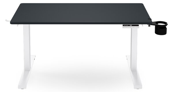 Biurko elektryczne z regulacją wysokości ergonomiczne biało-antracytowe,1200x600 mm: ARIA