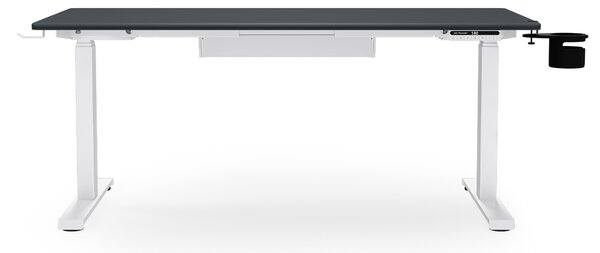 Biurko elektryczne z regulacją wysokości ergonomiczne biało-antracytowe,1400x700 mm: ARIA