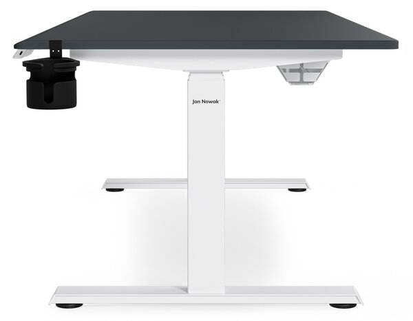Biurko elektryczne z regulacją wysokości ergonomiczne biało-antracytowe,1600x800 mm: ARIA