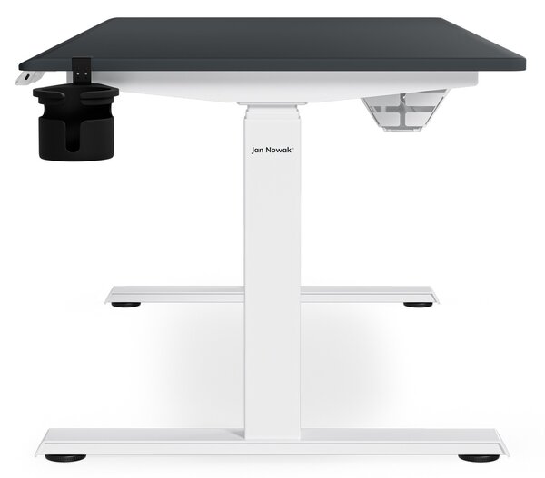Biurko elektryczne z regulacją wysokości ergonomiczne biało-antracytowe,1400x700 mm: ARIA