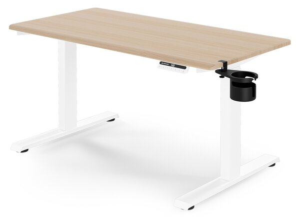 Biurko elektryczne z regulacją wysokości ergonomiczne białe/dąb sonoma,1200x600 mm: ARIA