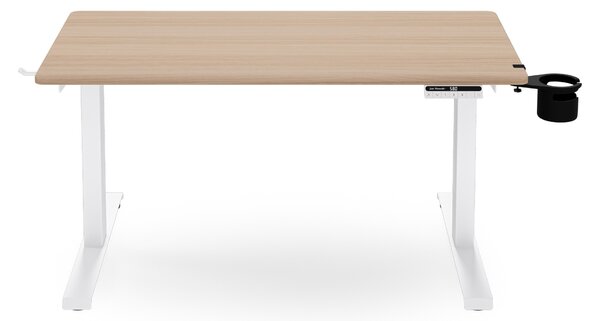Biurko elektryczne z regulacją wysokości ergonomiczne białe/dąb sonoma,1200x600 mm: ARIA