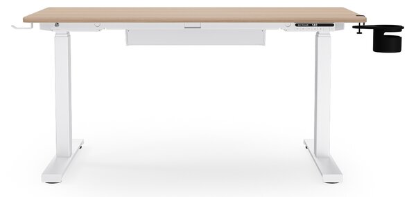 Biurko elektryczne z regulacją wysokości ergonomiczne białe/dąb sonoma,1200x600 mm: ARIA