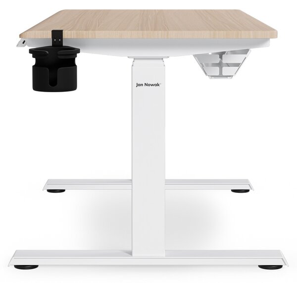 Biurko elektryczne z regulacją wysokości ergonomiczne białe/dąb sonoma,1200x600 mm: ARIA