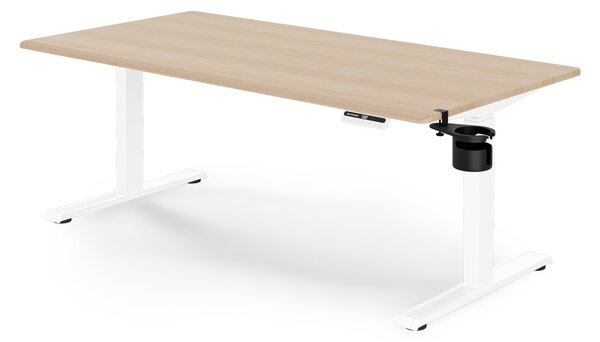 Biurko elektryczne z regulacją wysokości ergonomiczne białe/dąb sonoma,1600x800 mm: ARIA