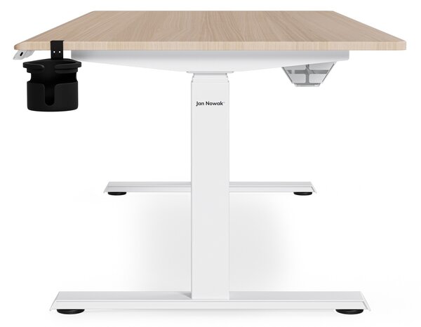 Biurko elektryczne z regulacją wysokości ergonomiczne białe/dąb sonoma,1600x800 mm: ARIA