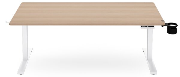 Biurko elektryczne z regulacją wysokości ergonomiczne białe/dąb sonoma,1600x800 mm: ARIA