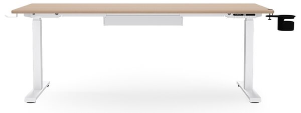 Biurko elektryczne z regulacją wysokości ergonomiczne białe/dąb sonoma,1600x800 mm: ARIA