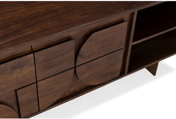 Brązowa szafka pod TV z litego drewna mango 145x55x40 cm Trisha – MOME